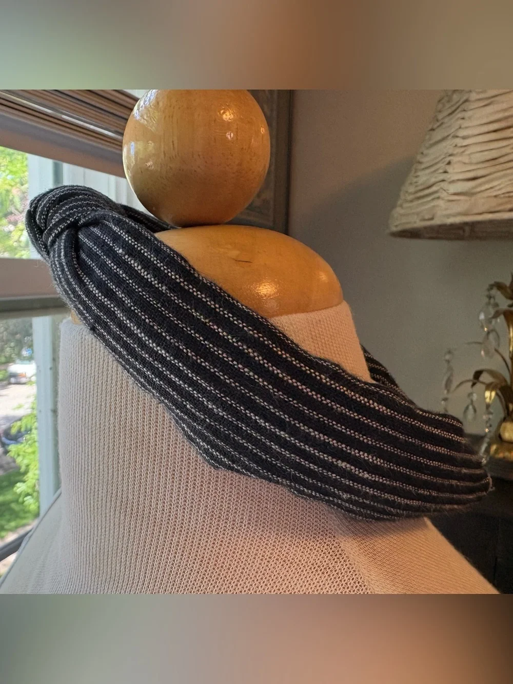 Source Unknown Black and White Striped Knot Headband - Women Accessories